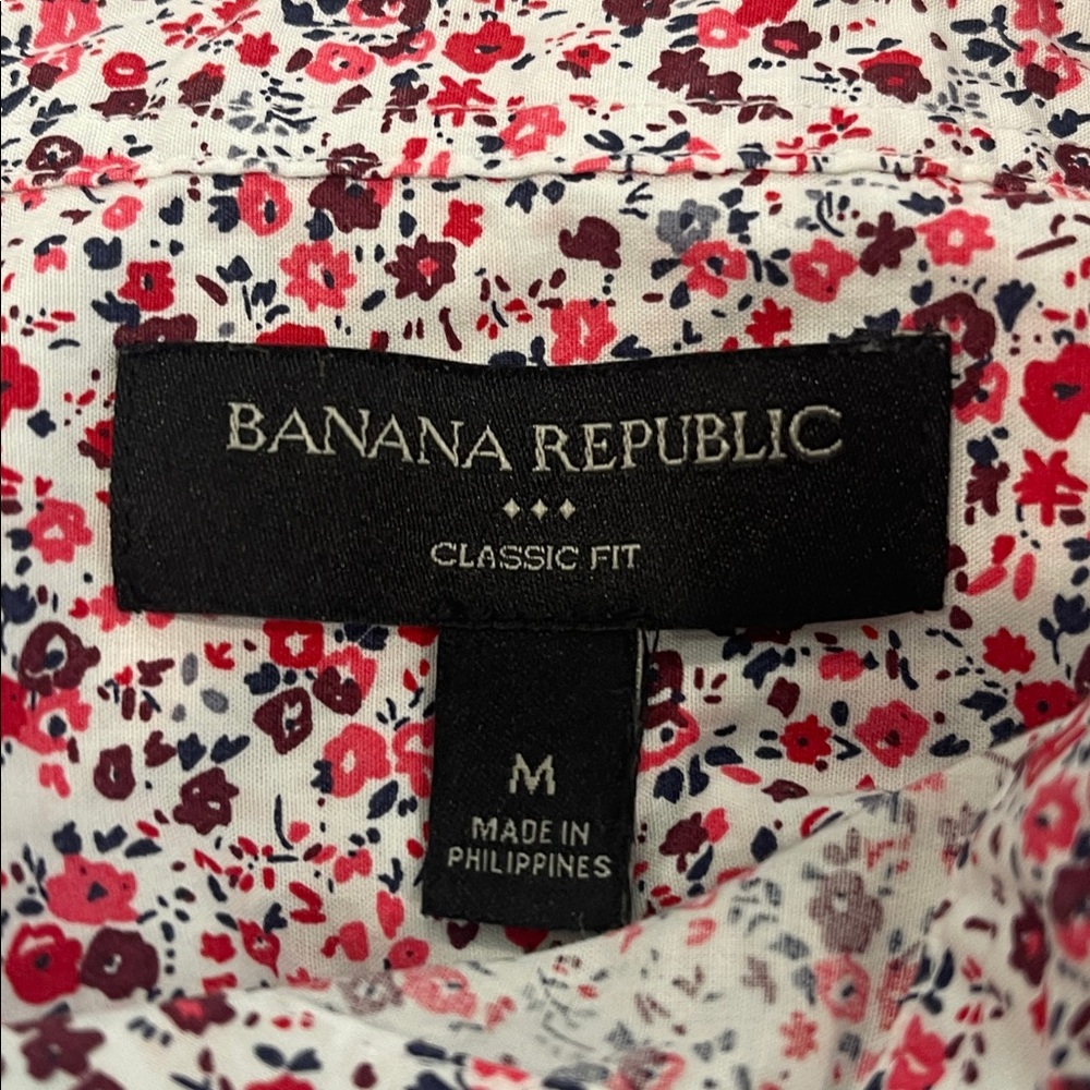 Banana Republic Cotton Preppy Floral Button Down Shirt With Ties At Cuffs Size M - Picture 6 of 7